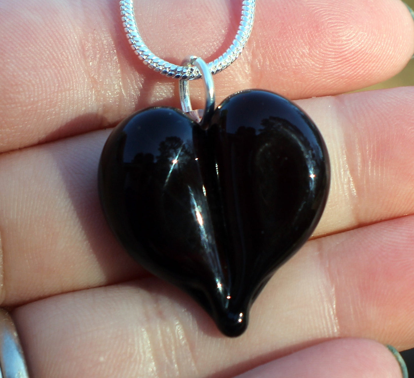 Black Heart Glass Pendant