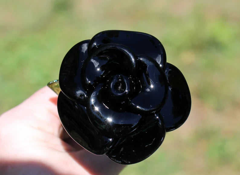black glass rose