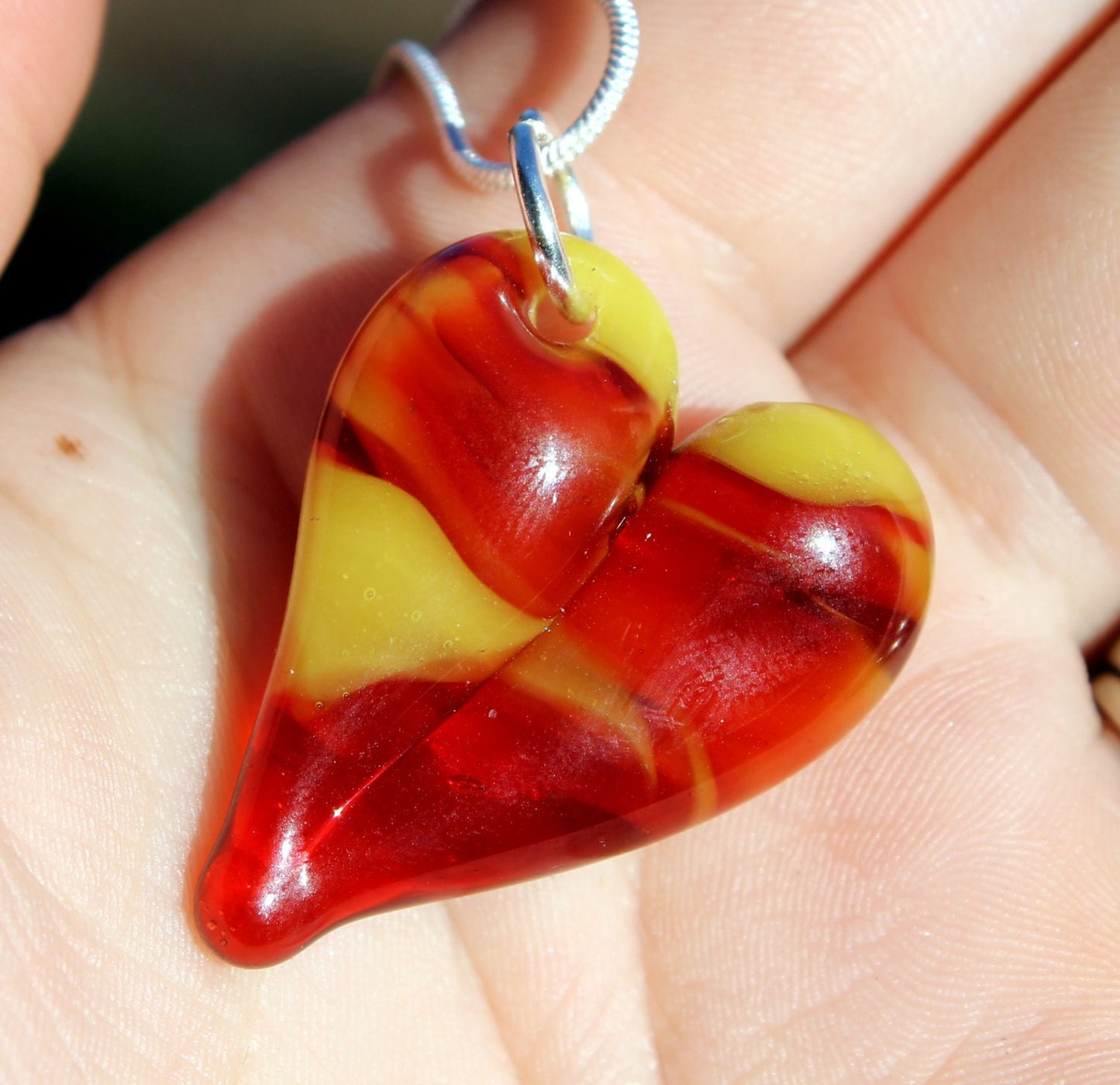 Red Yellow Fiert Glass Heart