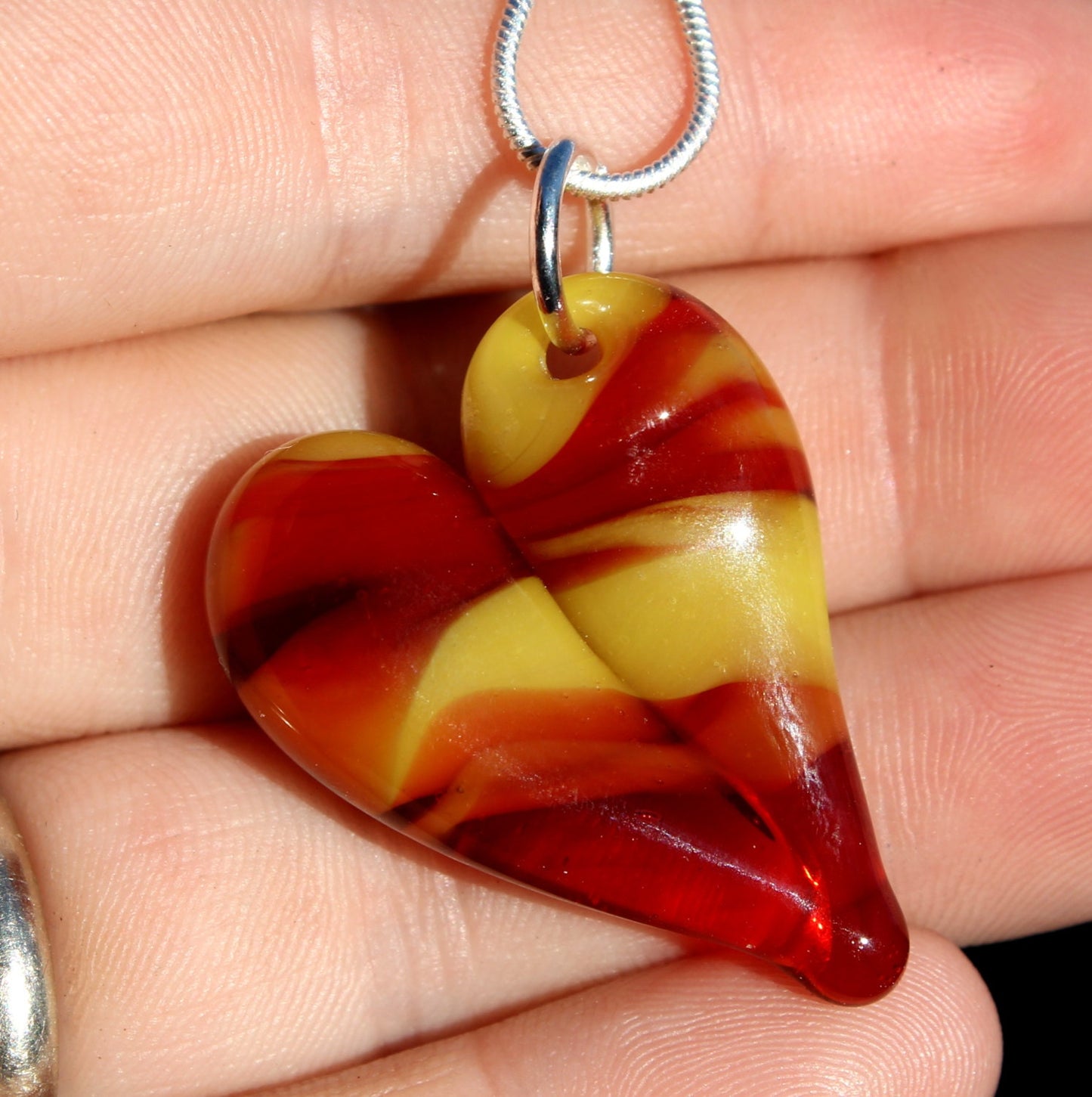 Red Yellow Fiert Glass Heart