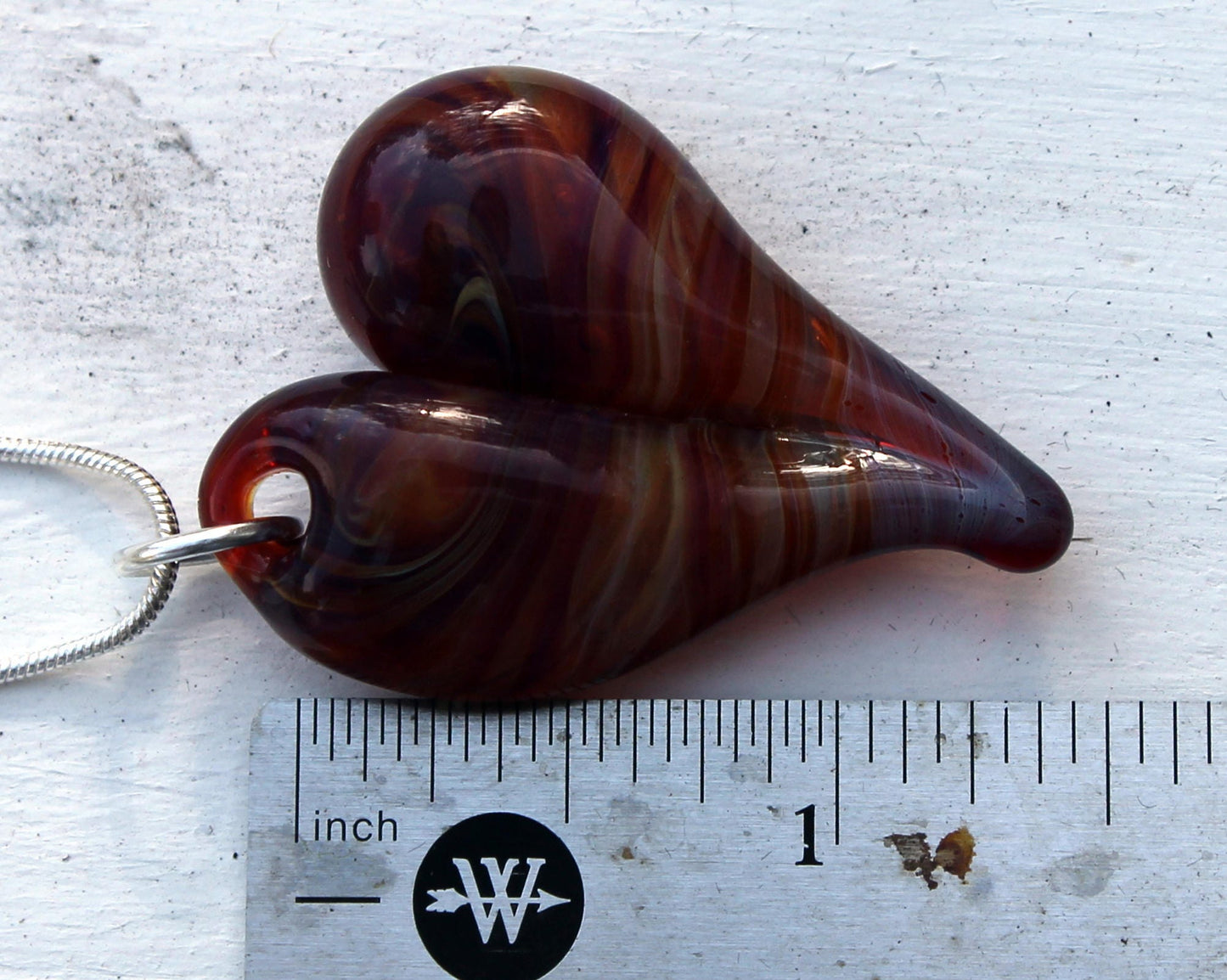 Purple Heart Necklace, Blown Glass Pendant, Lampwork Focal Bead