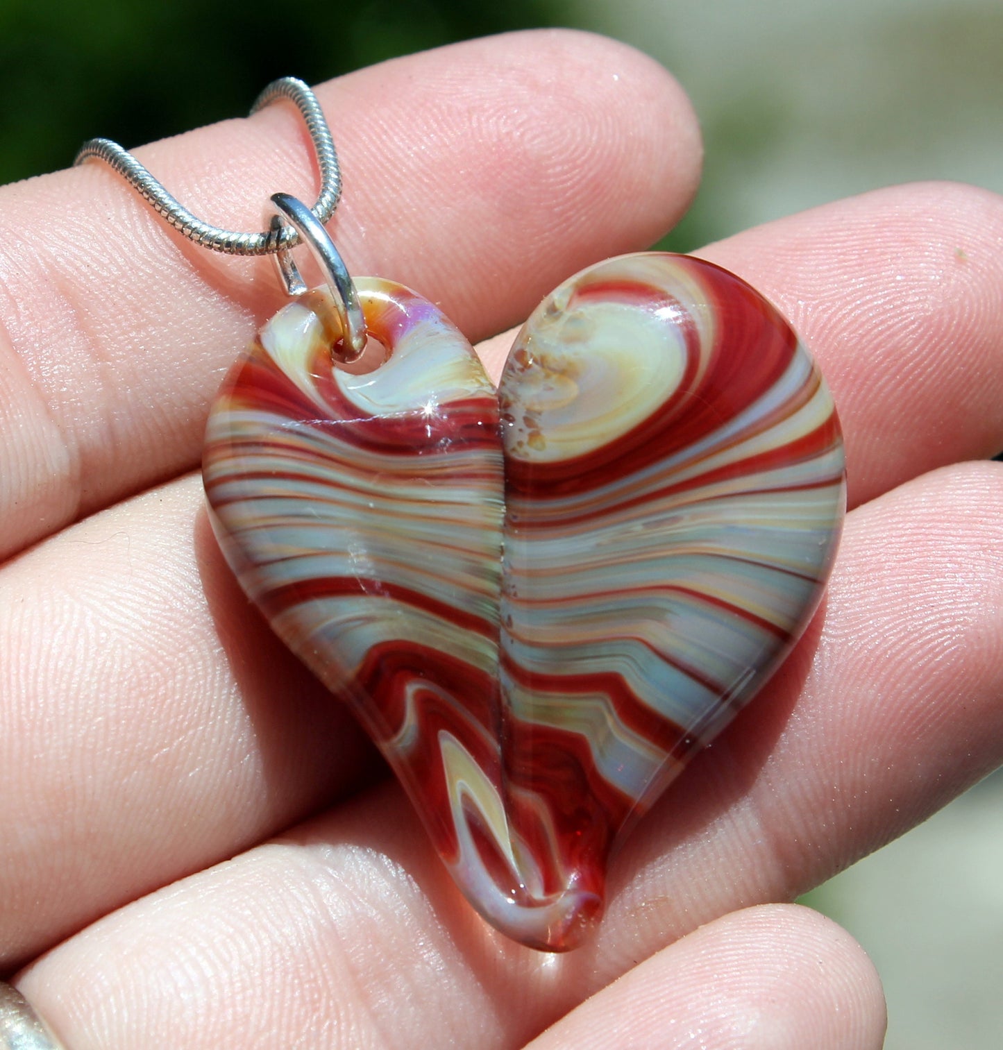 Caramel and Red Glass Heart