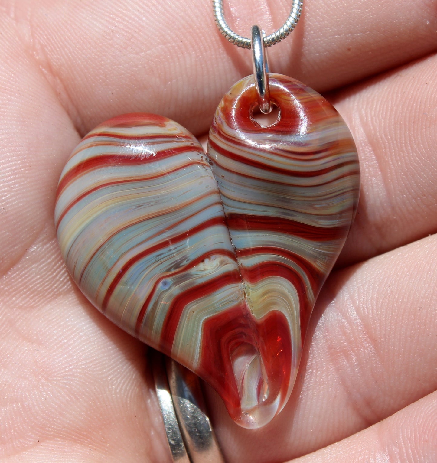 Caramel and Red Glass Heart