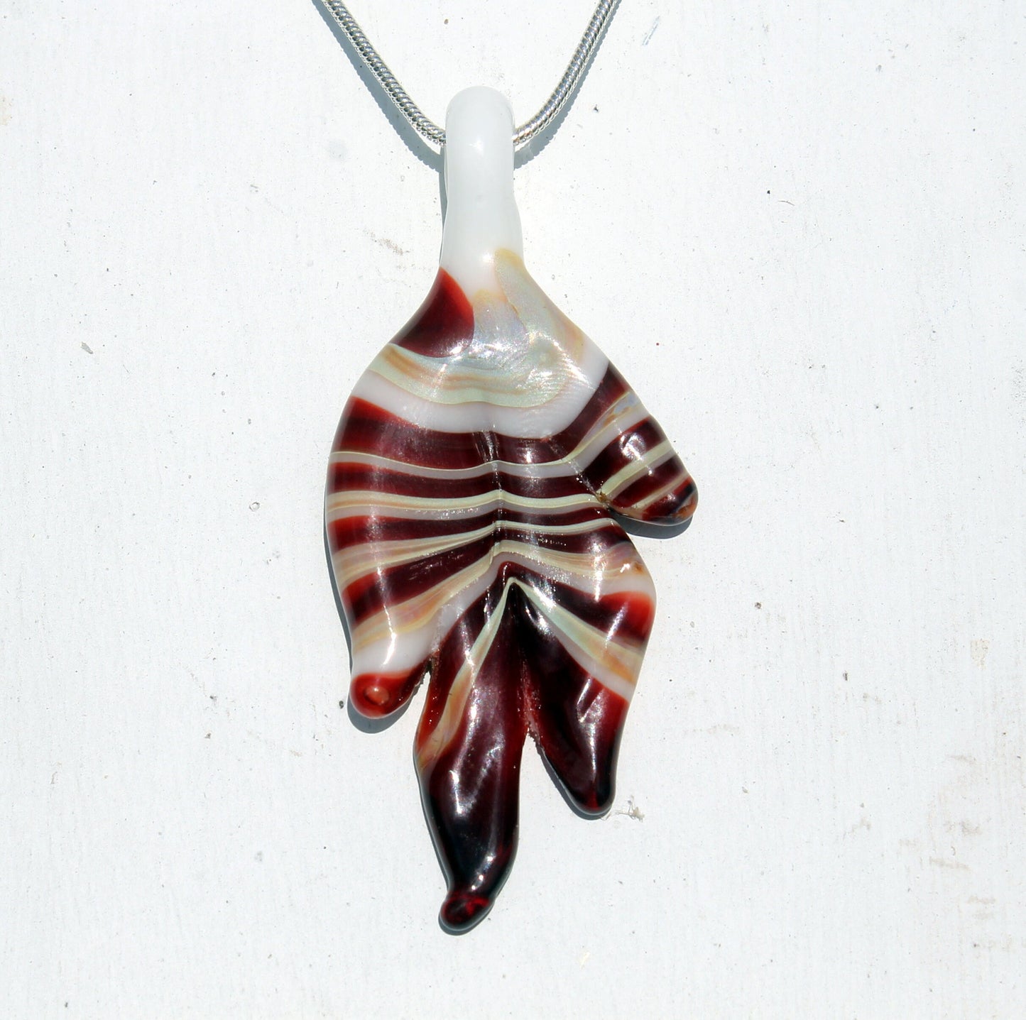 Red Feather Pendant, Blown  Glass Pendant, Lampwork Focal Jewlery, Phoenix Necklace,