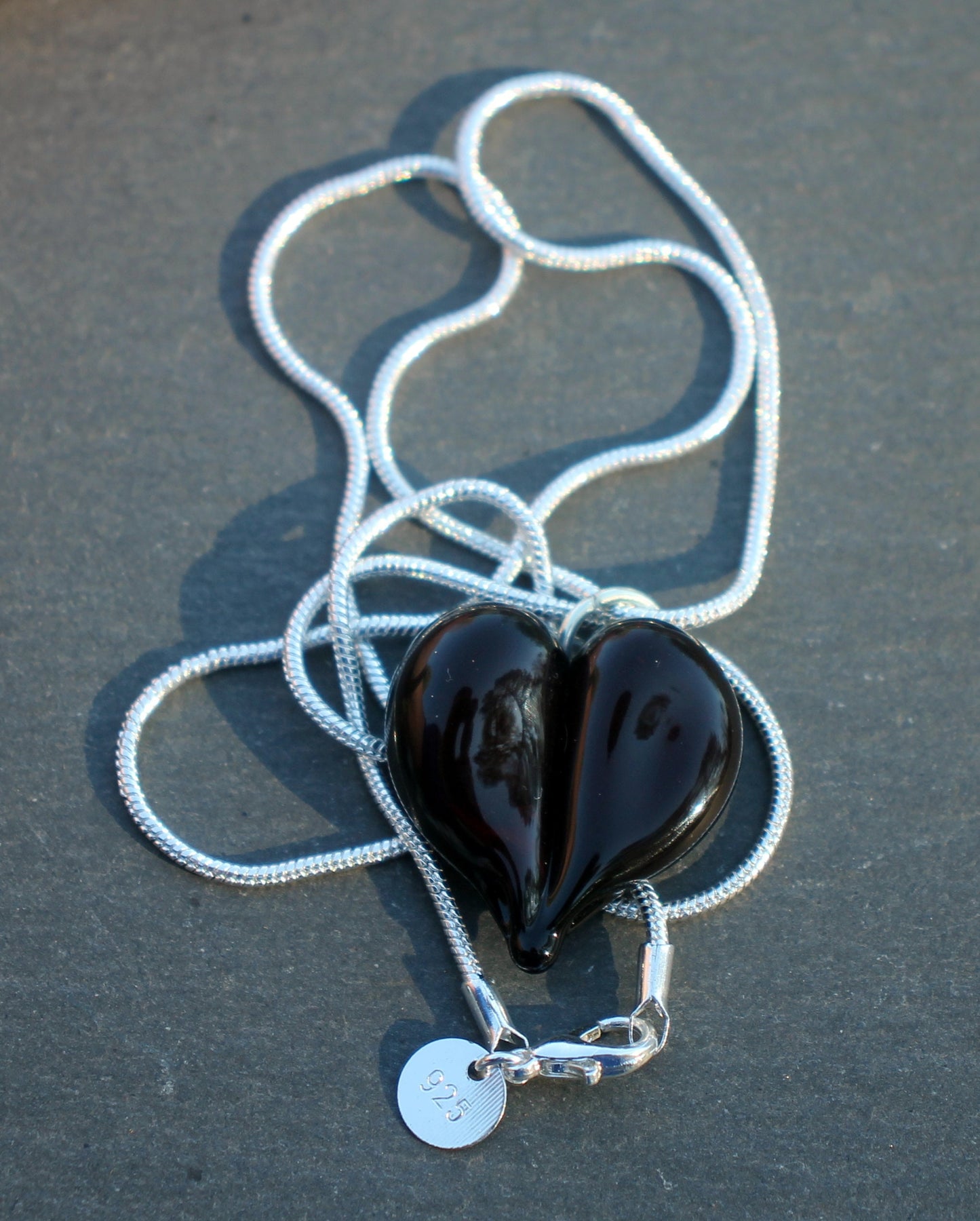 Black Heart Glass Pendant