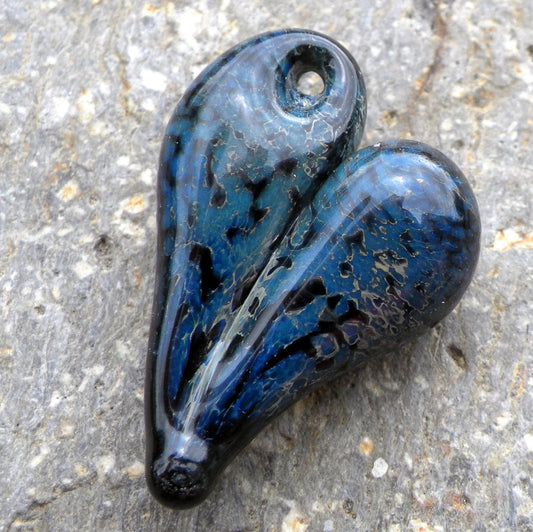 Black, Blue Peacock Heart