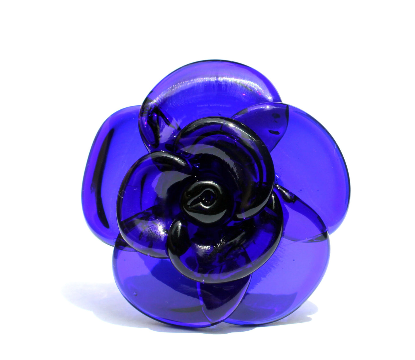 Rose Bottle Stopper Glass, Blue Rose Flower Stainless Steel Wine bottle stopper, Blown Lampwork Borosilicate