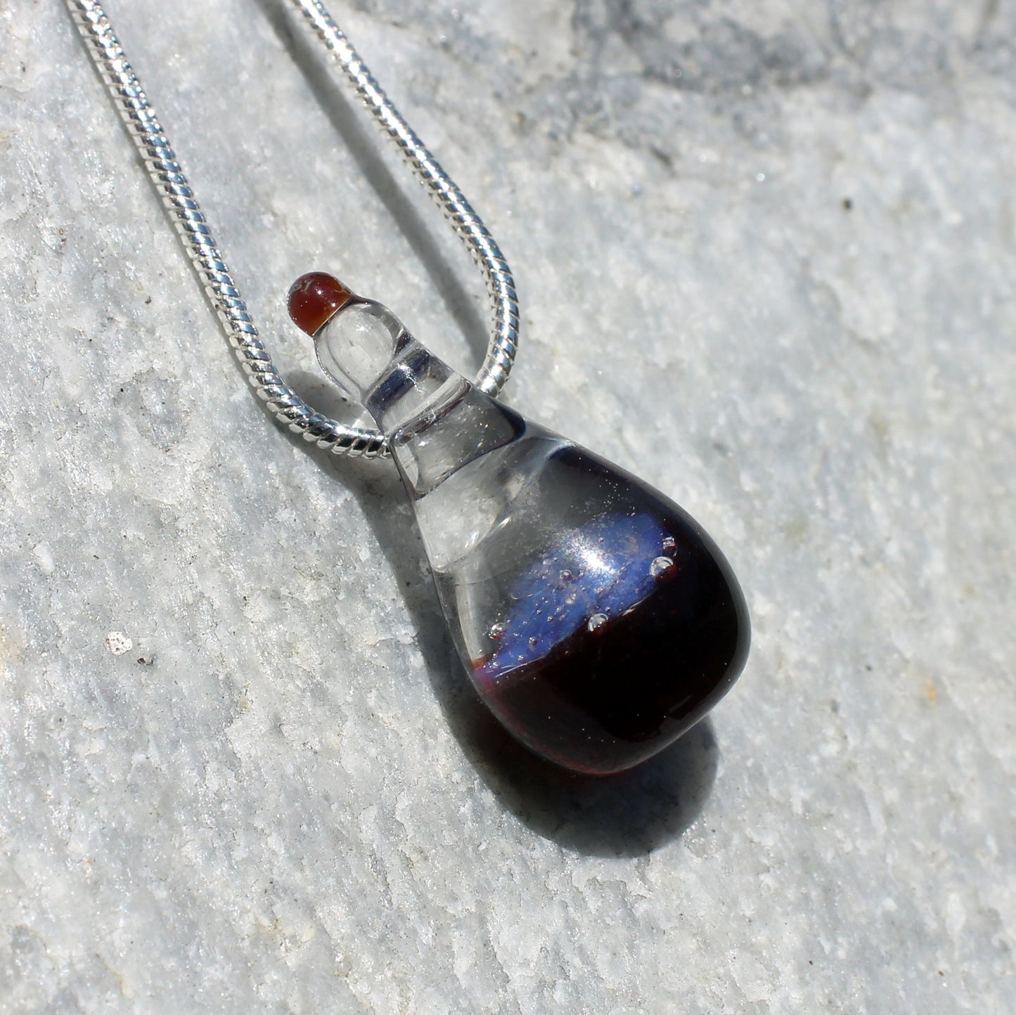 Red Potion Necklace, Boro Glass Pendant, Great Gamer Gift, Glass Jewelry Necklace, Hand Blown Health or Love Bottle