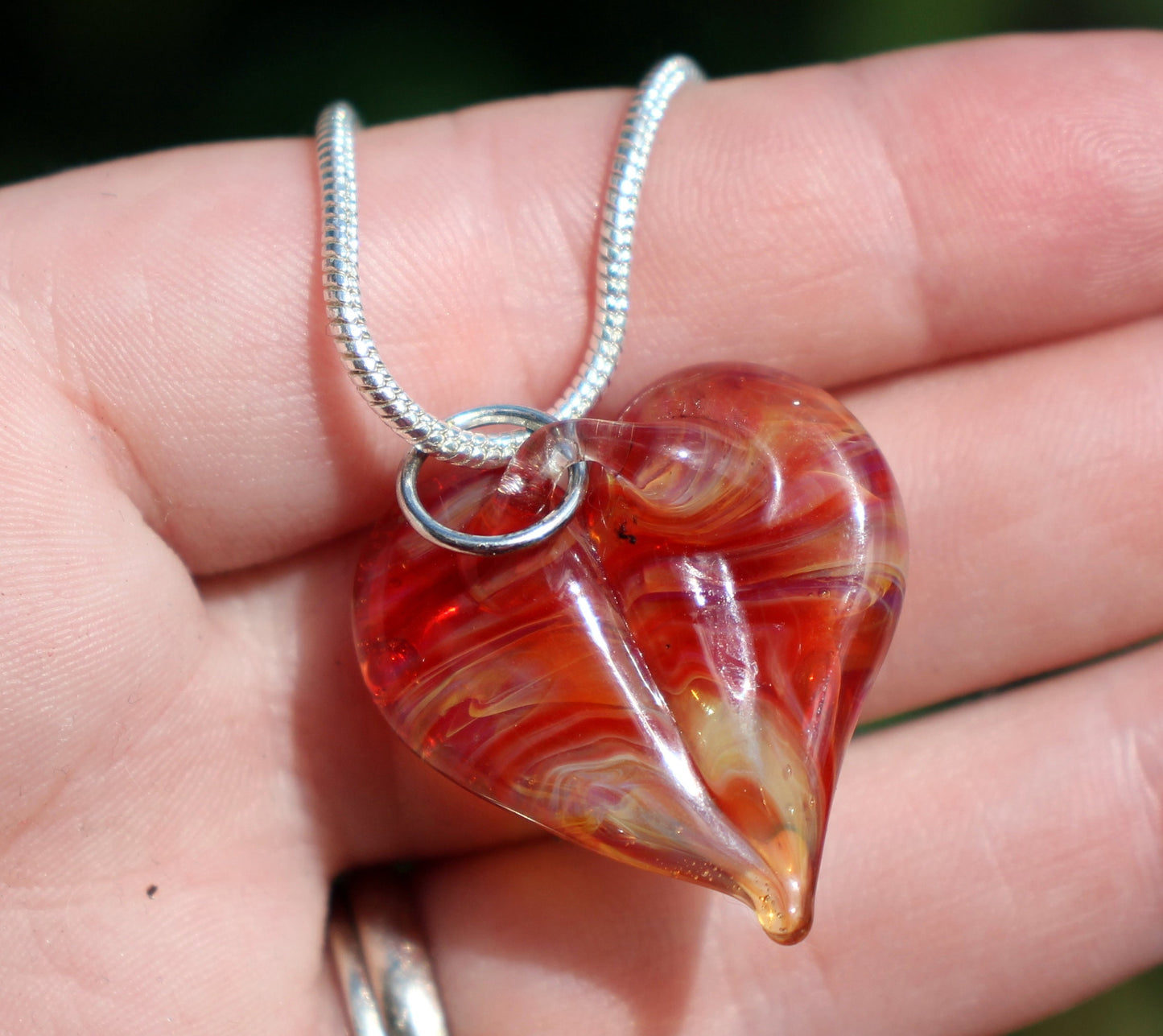 Fire Within Glass Heart Necklace