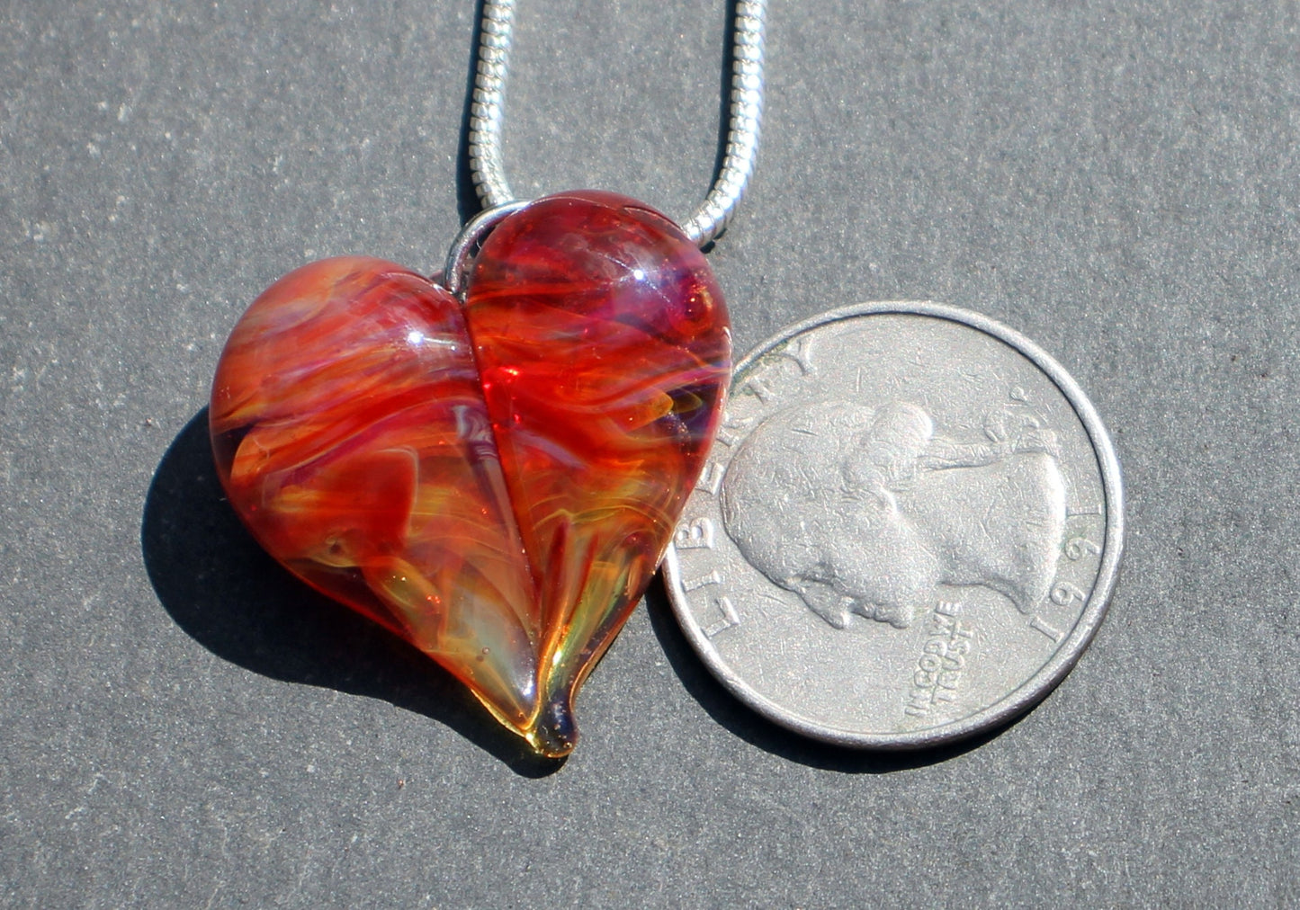 Fire Within Glass Heart Necklace