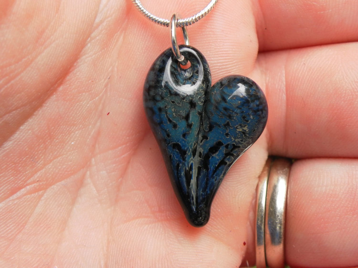 Black, Blue Peacock Heart
