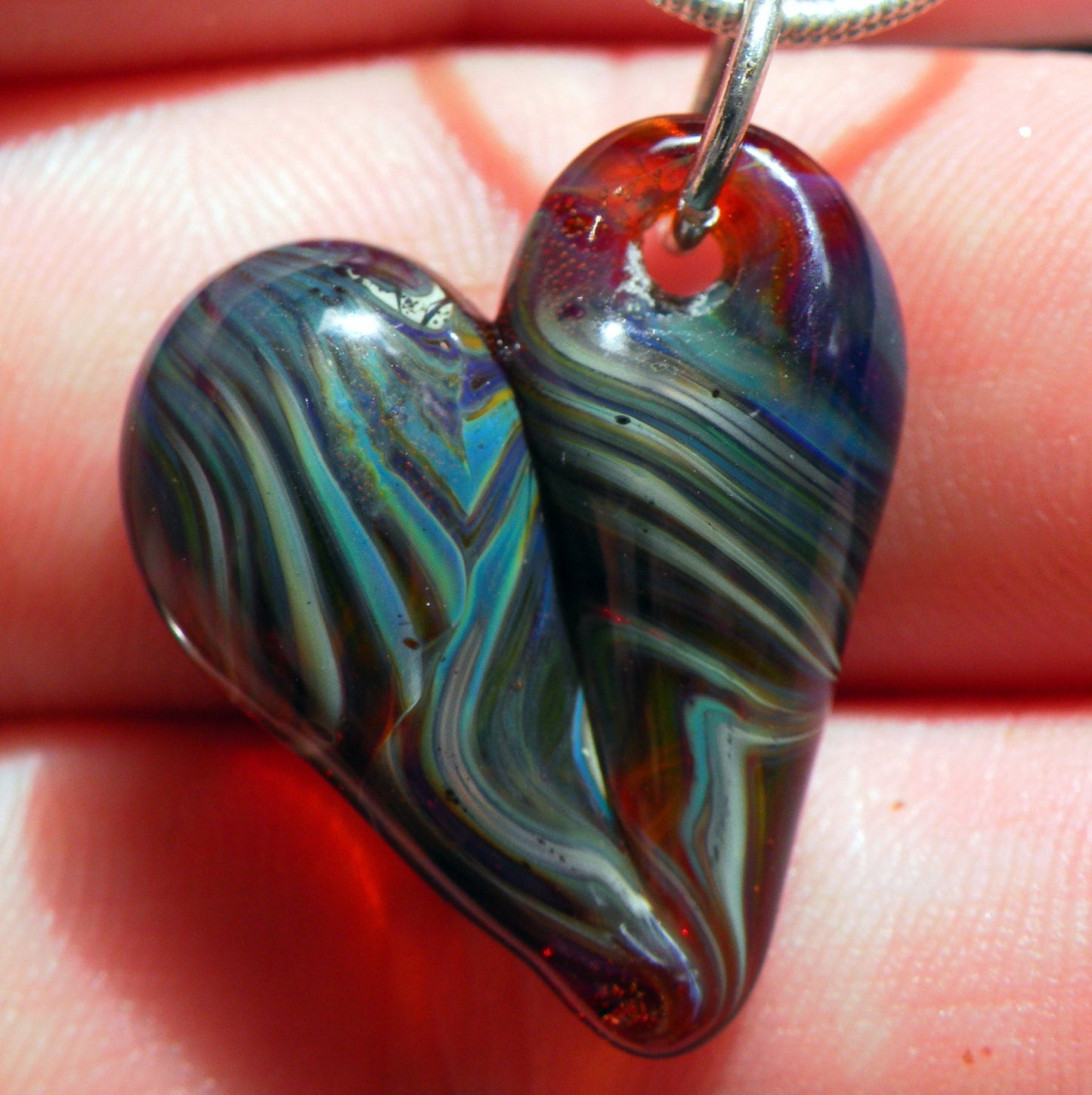 Sparkling Blue Twisted Mix Glass Heart