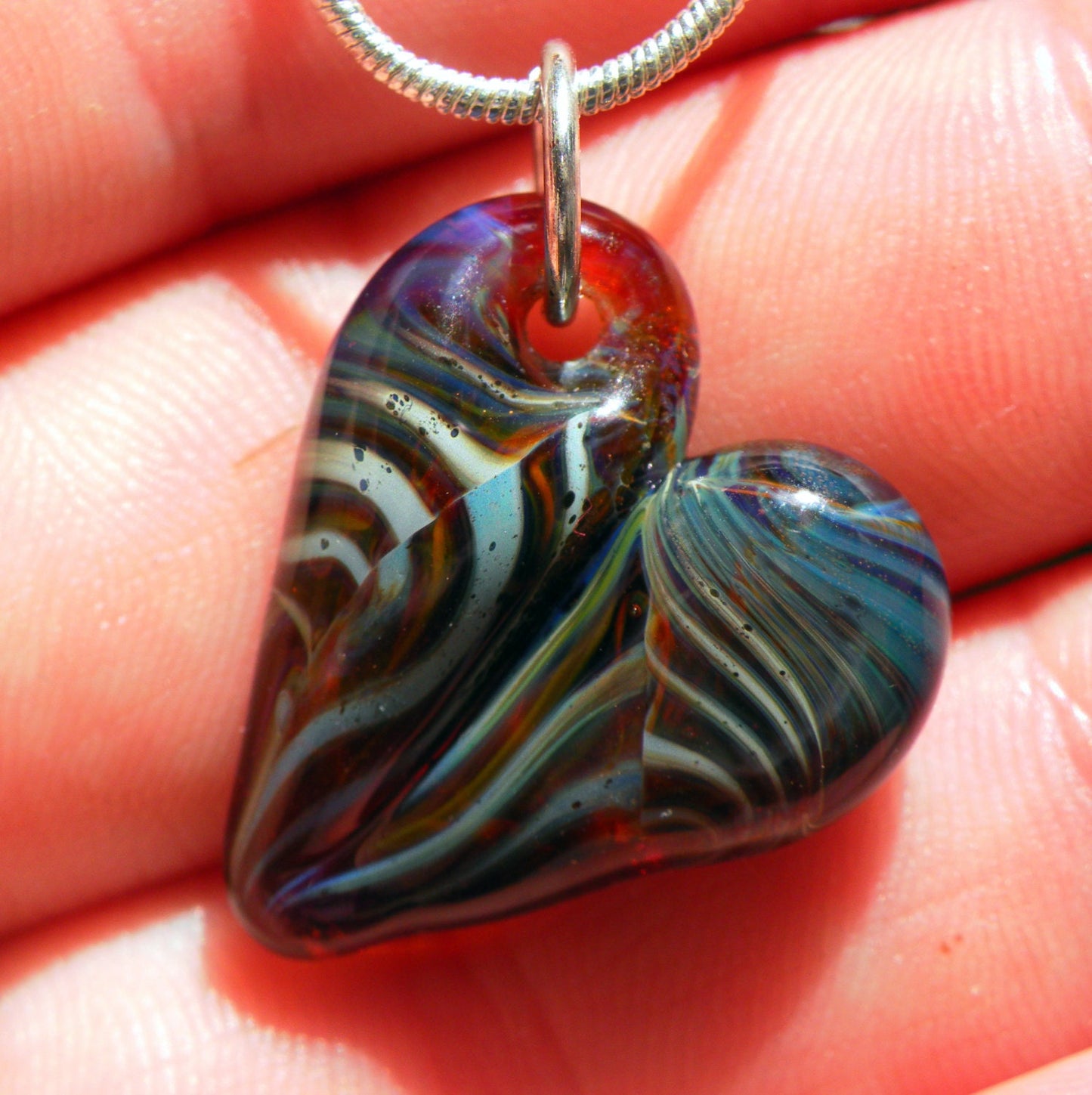 Sparkling Blue Twisted Mix Glass Heart