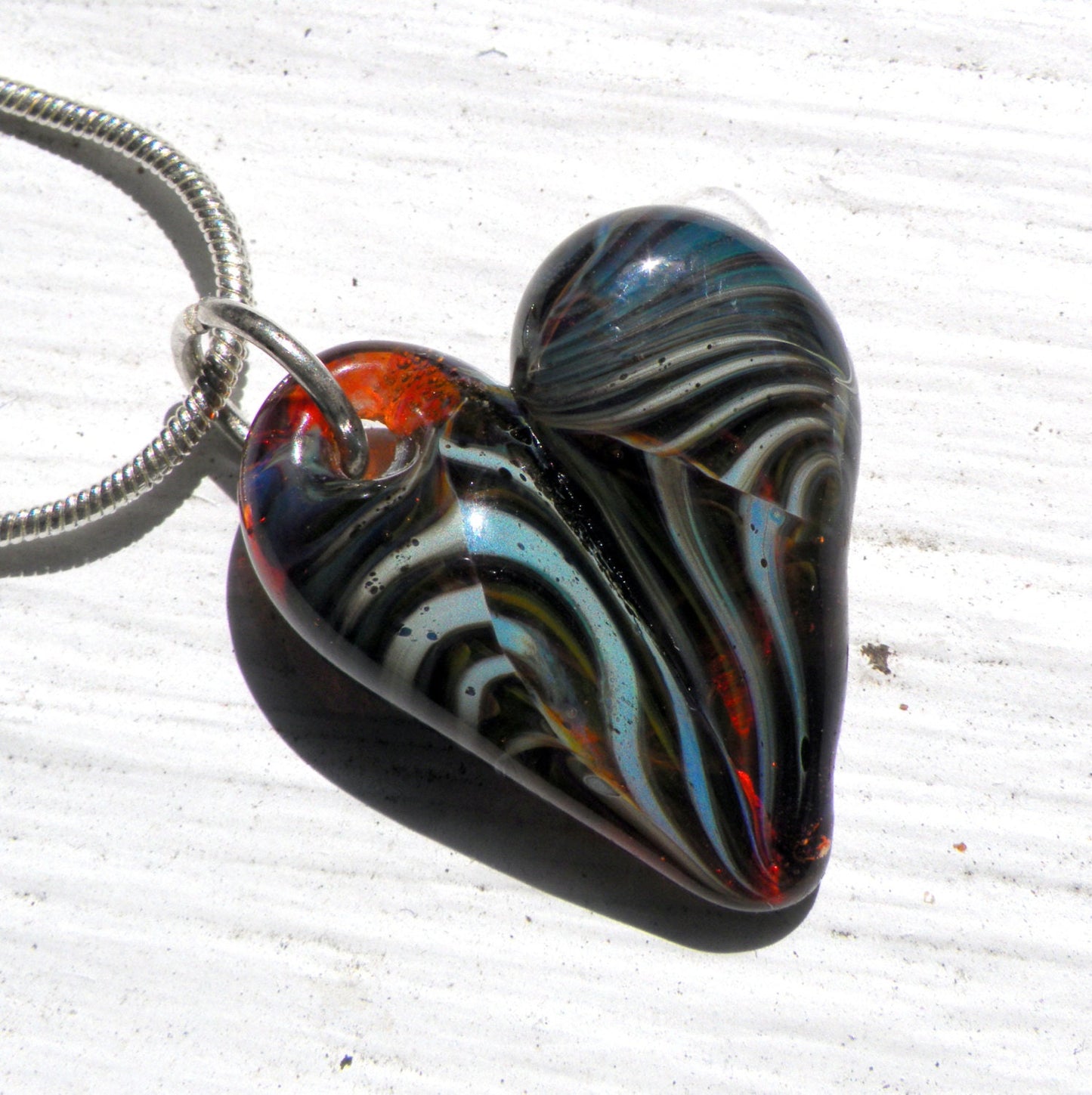 Sparkling Blue Twisted Mix Glass Heart
