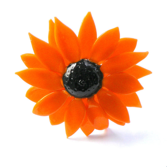 Orange Black Eyed Susan Glass Long stemmed Flower