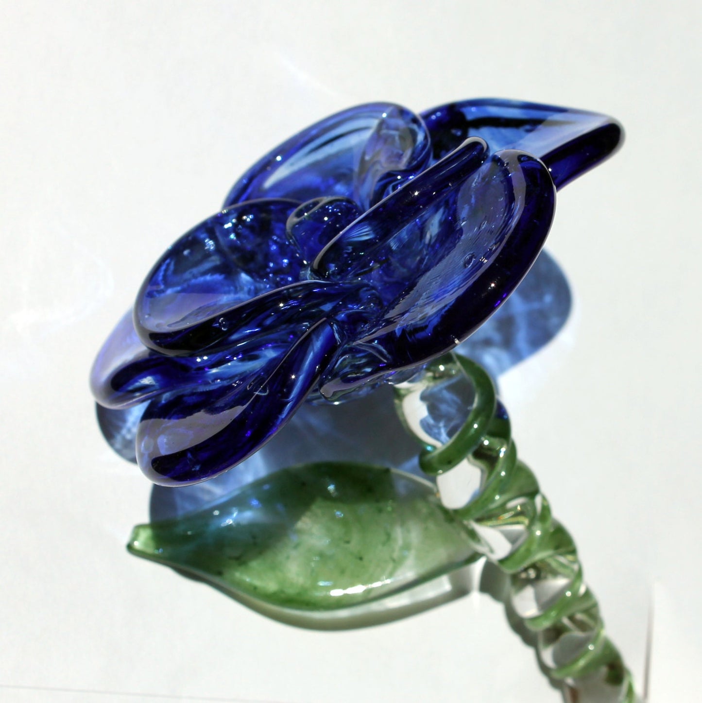 Blue Rose Glass Long Stemmed Rose