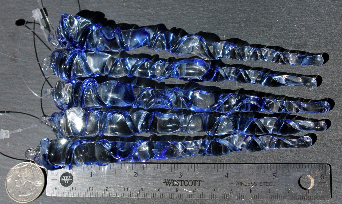 Blue Glass Icicles, Standard Size