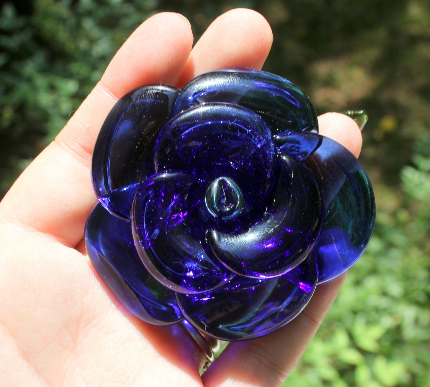 Blue Rose Glass Long Stemmed Rose
