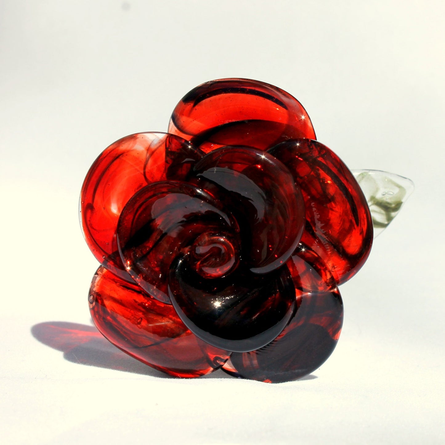 Red with Black Accents Glass Rose