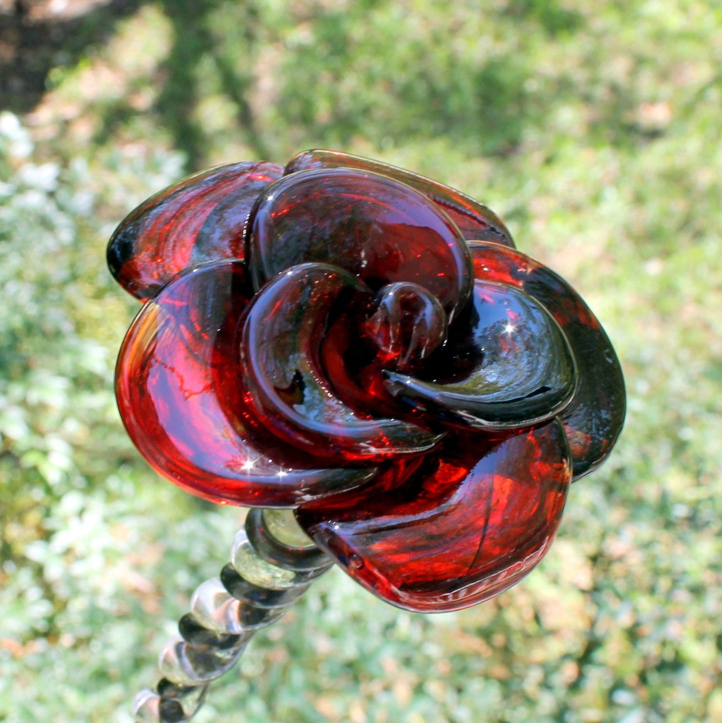 Red with Black Accents Glass Rose