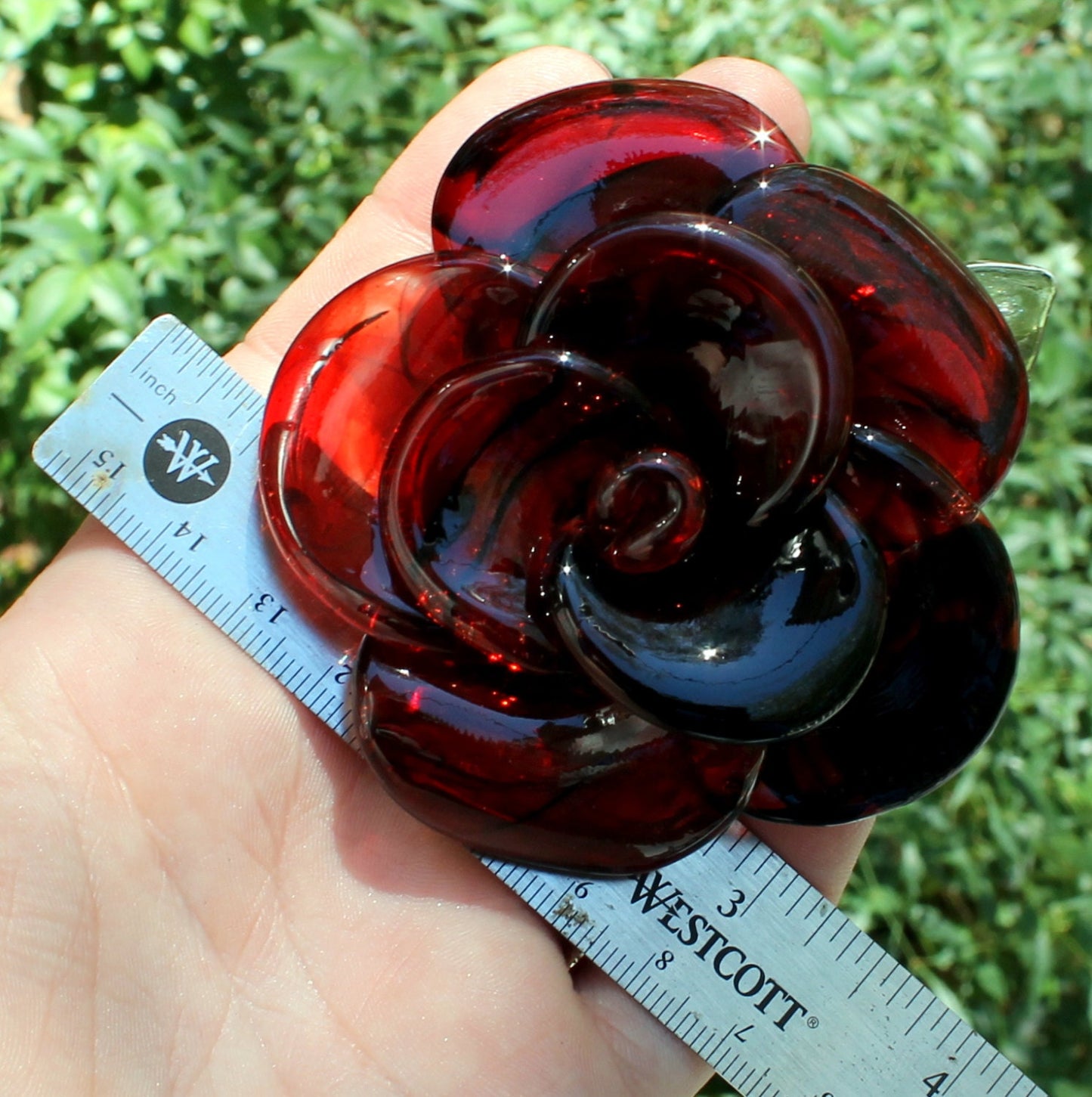 Red with Black Accents Glass Rose